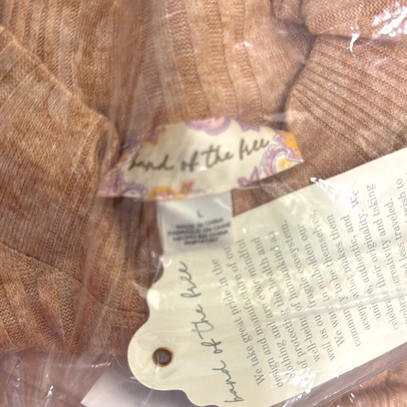 Band of the free sweater camel long sleeve ribbed knit sz Large New with tags - Picture 6 of 8